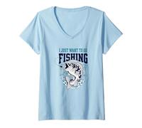 Donna Voglio Solo Andare a Pescare Maglietta con Collo a V