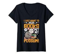 Donna Voglio Solo Leggere Libri e accarezzare Il Mio Opossum Maglietta con Collo a V