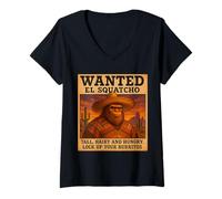Donna Volevo El Squatcho Rock Up Your Burritos Funny Bigfoot Maglietta con Collo a V