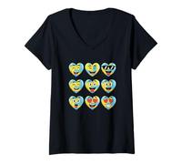 Donna Volleyball Heart Faces Funny Lover Maglietta con Collo a V