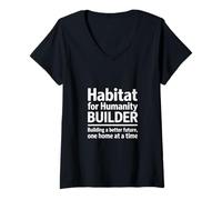 Donna Volontario Habitat for Humanity Builder Maglietta con Collo a V