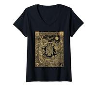 Donna Volpe Volante Tarocchi Constellation Bat Gothic Maglietta con Collo a V