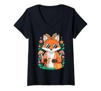 Donna Volpi del tè al Latte Sassy Fox Boba Maglietta con Collo a V