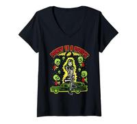 Donna Voodoo Creepers Sexy Goth Ragazza Cornea in Un focolare Maglietta con Collo a V