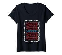 Donna Vote Red White Blue Retro Voter Voting Election 2026 Maglietta con Collo a V