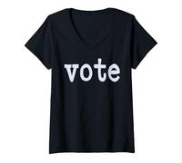 Donna Voto in Lettere Blu Pallido Maglietta con Collo a V