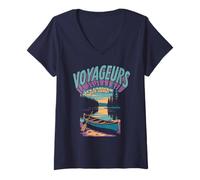 Donna Voyageurs National Park It's "Oarsome" Out Here! Funny Canoe Maglietta con Collo a V