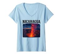 Donna Vulcano Nicaragua MaSaYa 505 Managua Nicaraguense Volcano Maglietta con Collo a V