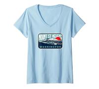 Donna Vulcano Vintage Mount Saint Helens Washington Stile retrò Maglietta con Collo a V