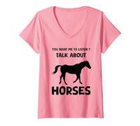 Donna Vuoi Che ascolti Parlare di Cavalli Funny Horse Maglietta con Collo a V