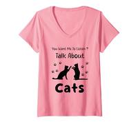 Donna Vuoi Che ascolti Parlare di Gatti Funny Cat Maglietta con Collo a V