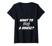 Donna Vuoi Comprare Un immobiliare casa Tees immobiliare Maglietta con Collo a V