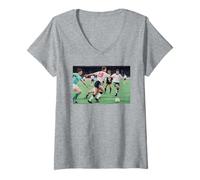 Donna W Germania Inghilterra Coppa del Mondo Semifinale Calcio Torino 1990 Maglietta con Collo a V