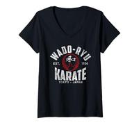 Donna Wado-Ryu Karate Do Arti Marziali Giappone Tokyo Vintage Maglietta con Collo a V