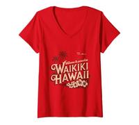 Donna Waikiki Hawaii Benvenuti in paradiso Design retrò vintage Maglietta con Collo a V