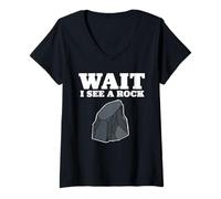 Donna wait i see a rock Maglietta con Collo a V