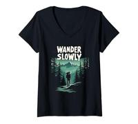Donna Wander Slowly Trekking Lento Natura Calma Maglietta con Collo a V