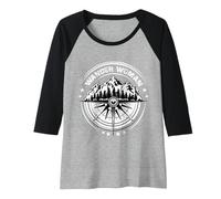 Donna Wander Woman T-Shirt Montagne & Bussola Escursionismo Donne Ragazze Maglia con Maniche Raglan