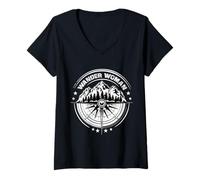 Donna Wander Woman T-Shirt Montagne & Bussola Escursionismo Donne Ragazze Maglietta con Collo a V
