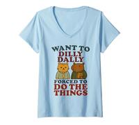 Donna Want To Dilly Dally - Divertente procrastinazione, gatto e capibara Maglietta con Collo a V