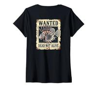 Donna Wanted Dead Not Alive - Lionfish Funny Scuba Diving Maglietta con Collo a V