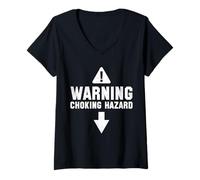 Donna Warning Choking Hazard Costume Funny Easy Halloween Idea Maglietta con Collo a V