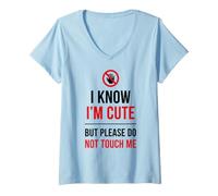 Donna Warning Introvert I Know I’m Cute But Please Do Not Touch Me Maglietta con Collo a V