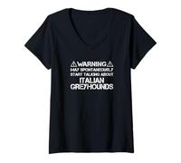Donna Warning Italian Greyhound Piccolo Levriero Italiano Maglietta con Collo a V