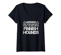Donna Warning May Start Talking About Finnish Hounds Maglietta con Collo a V