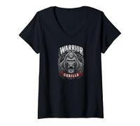 Donna Warrior Silverback Gorilla Jungle King Graphic Maglietta con Collo a V