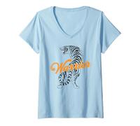 Donna Warrior Tiger - Panther Vintage Style Maglietta con Collo a V