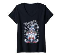 Donna Washington D.C. GNOME Natale Cheer Maglietta con Collo a V