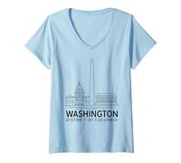 Donna Washington DC Lincoln Memorial, Stati Uniti, Arte del Campidoglio Storico Maglietta con Collo a V