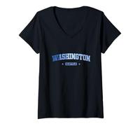 Donna Washington Seattle Stato d'America Stati Uniti d'America Maglietta con Collo a V