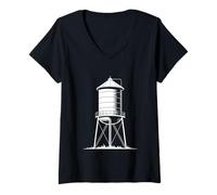 Donna Water Tower Tank Elevated Potable H2O Maglietta con Collo a V