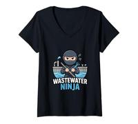 Donna Water Treatment Plant Operator - Wastewater Ninja Maglietta con Collo a V