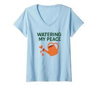 Donna Watering My Peace Self, Care Mindfulness Motivational Garden Maglietta con Collo a V