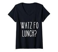 Donna Watz FO Lunch ? Minion Ironic Funny Humor Saying Food Lovers Maglietta con Collo a V