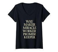 Donna Way Maker Miracle Worker Promise Keeper Maglietta con Collo a V
