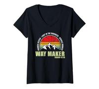 Donna Way Maker Waymaker Miracle Worker Promise Keeper Christian Maglietta con Collo a V
