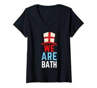 Donna We Are Bath Inghilterra Bandiera Sport Maglietta con Collo a V