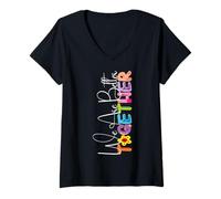 Donna We Are Better Together Colorato Artistico Stile Maglietta con Collo a V