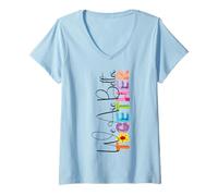 Donna We Are Better Together Colorato Stile Artistico Abbinamento Maglietta con Collo a V
