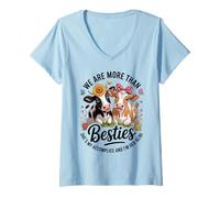 Donna We Are More Than Besties Cute Cow Friends Funny Quote Maglietta con Collo a V