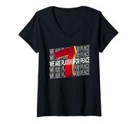 Donna We Are Playing For Peace - For Soccer Fans Maglietta con Collo a V
