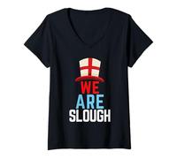 Donna We Are Slough Bandiera Inghilterra Sport Maglietta con Collo a V