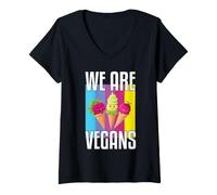 Donna We Are Vegans - Amante dei Dessert Senza latticini a Base vegetale Maglietta con Collo a V