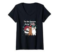 Donna We Bare Bears Tis The Season Natale Maglietta con Collo a V