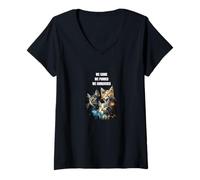 Donna We Came We Purred We Conquered - Funny Cat Art Maglietta con Collo a V
