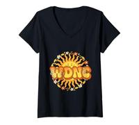 Donna We Do Not Care Flower Sun Sarcastico Femminile Club Maglietta con Collo a V